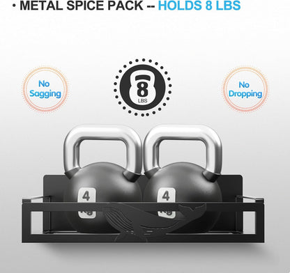 Magnetic Spice Rack for Refrigerator, 4-Pack Metal Seasoning Organizer for Kitchen Storage Organization, Magnetic Shelf for Fridge Space Saving Spice Organizer, Black