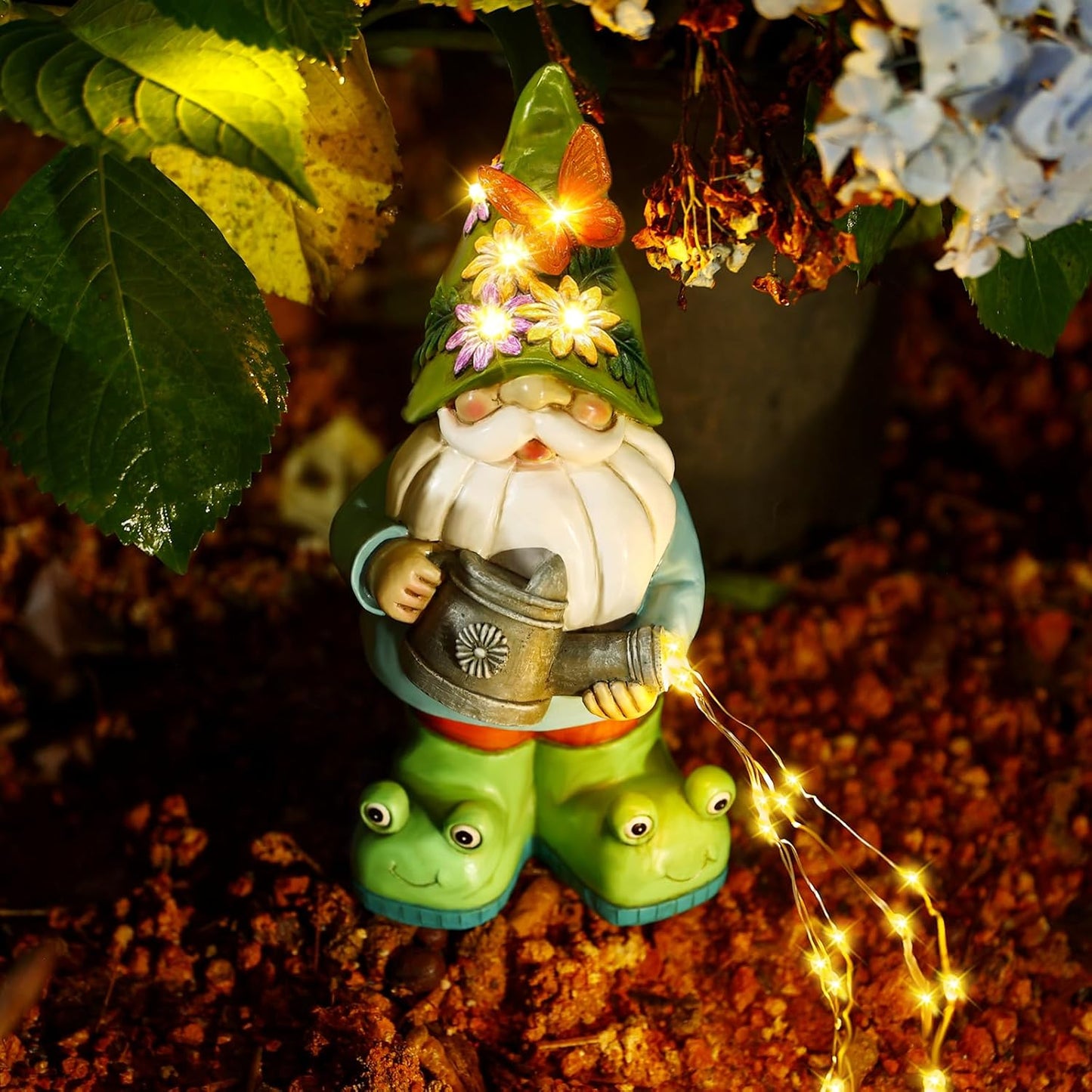 Solar Watering Can Gnome Light Waterproof - Funny Gnome Mother' s Day Gifts for Mom Women Solar Outdoor LED Lights Resin Large Garden Gnomes Statues Decor Lantern Figurines Decorations Indoor Porch