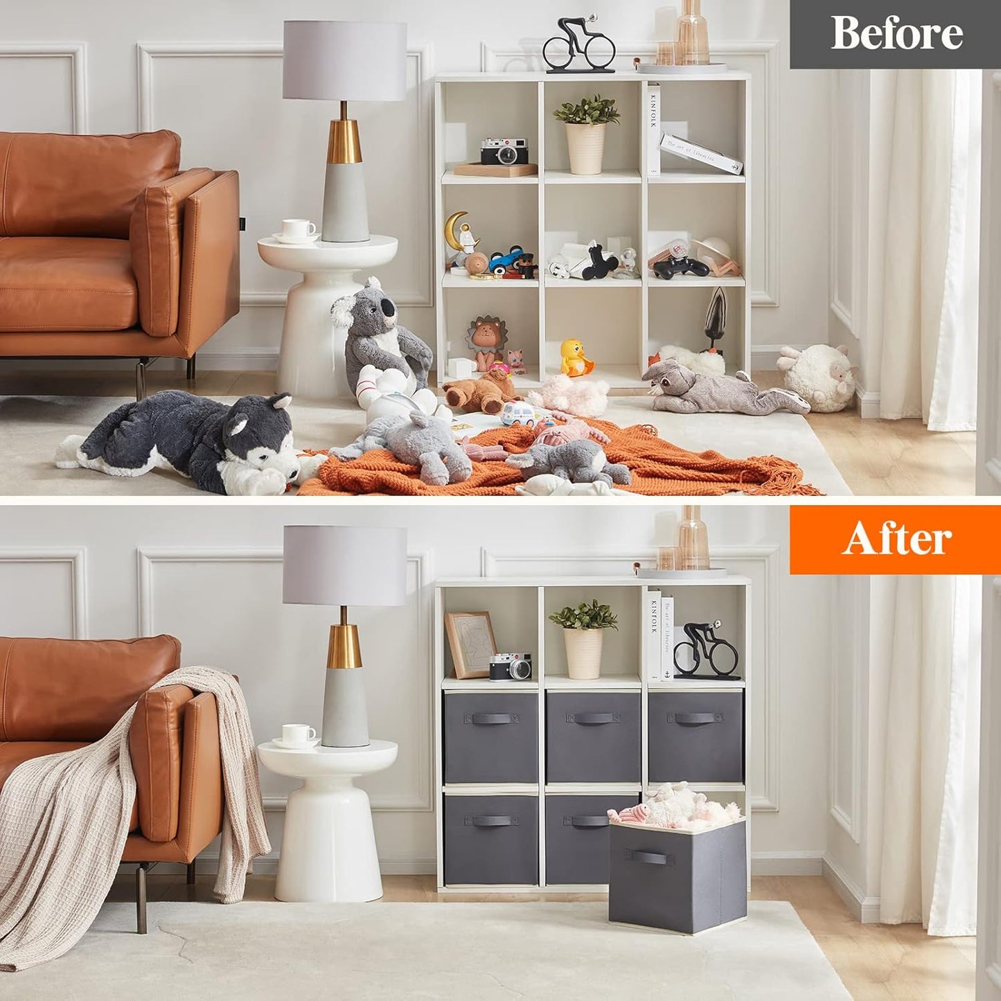 Lifewit Collapsible Fabric Storage Cubes Bins Set 11 Inch, Foldable Cubby Organizers Boxes, 6 Pack Organizing Baskets for Shelf, Closet, Utility Room, Storage Room, 18L Gray