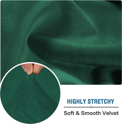 H.VERSAILTEX Velvet Stretch Couch Cushion Cover Plush Cushion Slipcover for Chair Cushion Furniture Protector Seat Cushion for Sofa Cover (1 Piece Armchair Cushion Covers, Vintage Green)