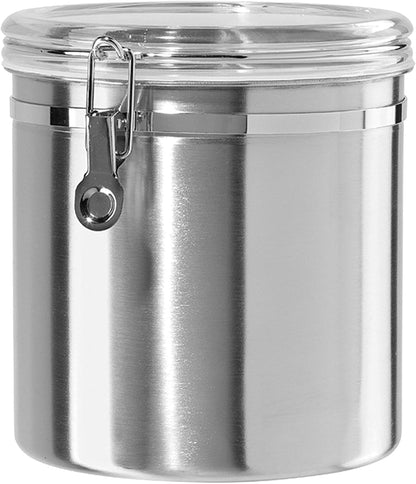 Oggi Stainless Steel Kitchen Canister 152oz + Oggi Stainless Steel 4 pc Food Storage Container Set - Ideal for Kitchen Storage