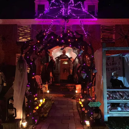 Dazzle Bright 2 Pack Purple and Orange Fairy String Lights, Total 80FT 240LED Solar Powered Fairy Lights with 8 Modes, Waterproof Copper Black Wire Lights for Outdoor Yard Party Halloween Decorations