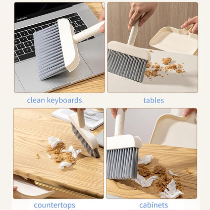 Mini Broom and Dustpan Set - Compact Cleaning Kit for Home, Car, Camping, Pet Hair, Small Spaces & Travel | Durable Hand Broom Dustpan Combo | Portable Desk Broom Set with Brush and Hook