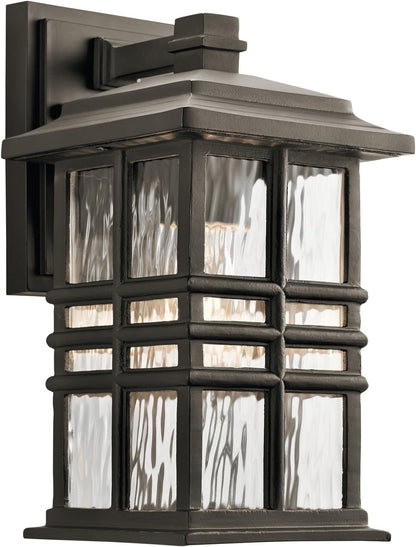 Beacon Square 12" 1 Light Outdoor Wall Light with Clear Hammered Glass in Olde Bronze®