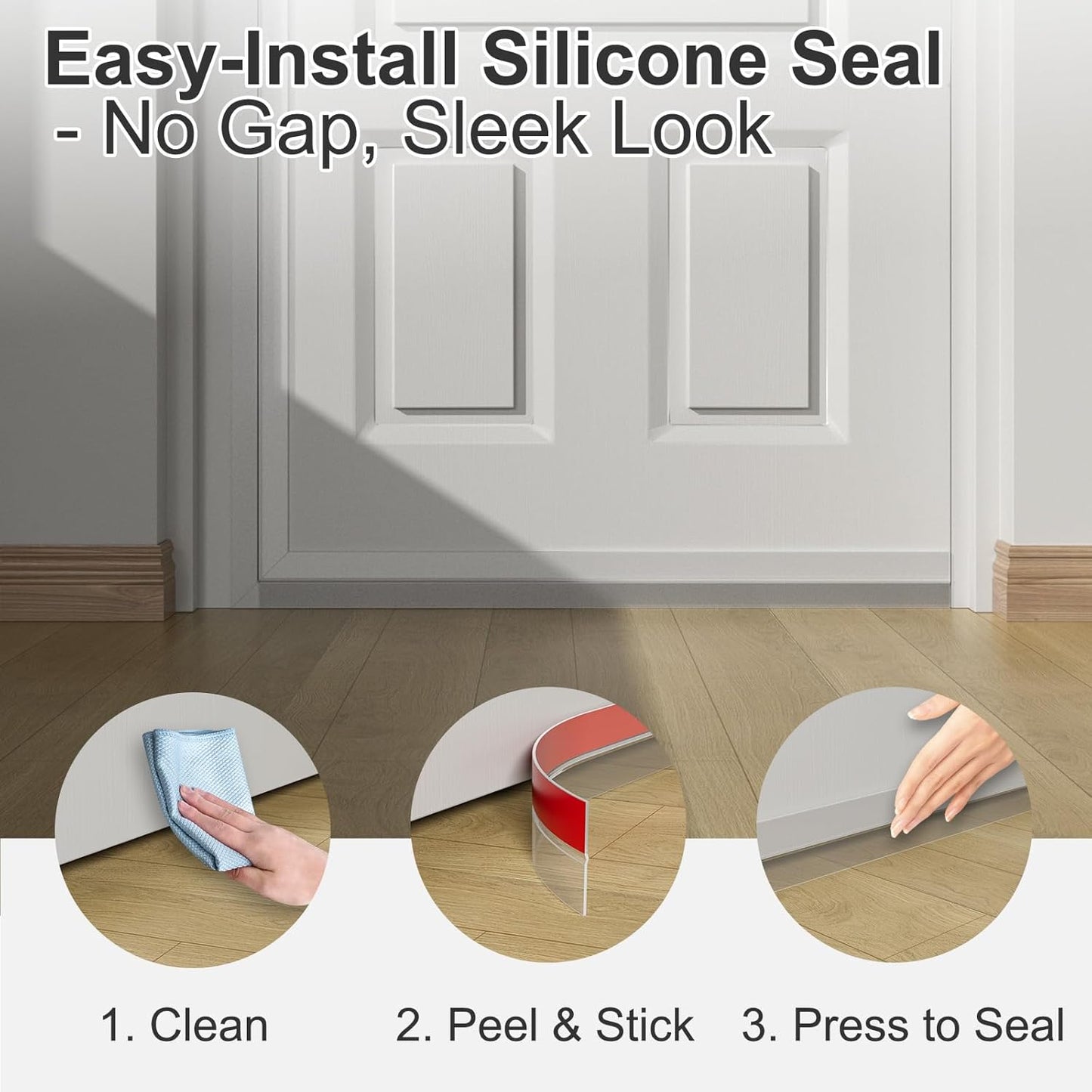 Heavy-Duty 20 ft x 3 in Weather Stripping, Extra Thick 2mm Door Draft Stopper Silicone Seal Strip for House and Glass Shower Doors for Collision and Side Gaps of Door and Windows, Clear