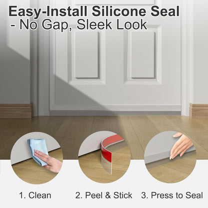 Heavy-Duty 20 ft x 2 in Weather Stripping, Door Draft Stopper Silicone Seal Strip for House and Glass Shower Doors for Collision and Side Gaps of Door and Windows, Clear