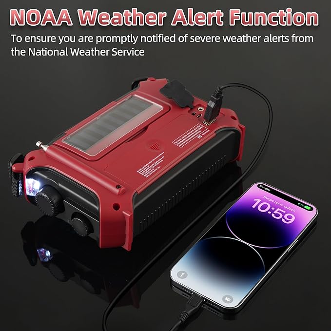 Kaito KA500RED 5-Way Powered Emergency AM/FM/SW Weather Alert Radio, Red