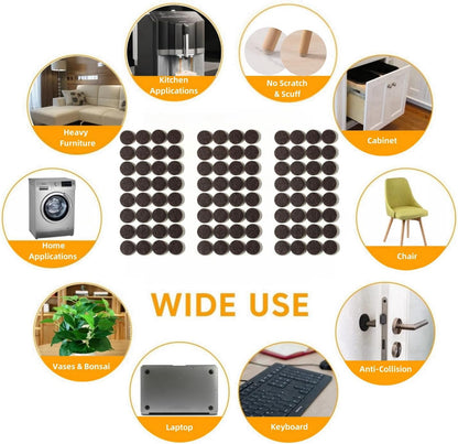Furnigear Felt Furniture Pads for Hardwood Floors - Self Adhesive Chair Felt Pad, Floor Protector for Furniture Feet, Furniture Sliders Moving Furniture Smoothly, Anti Scratch 96 Pcs 3/4" Round Brown