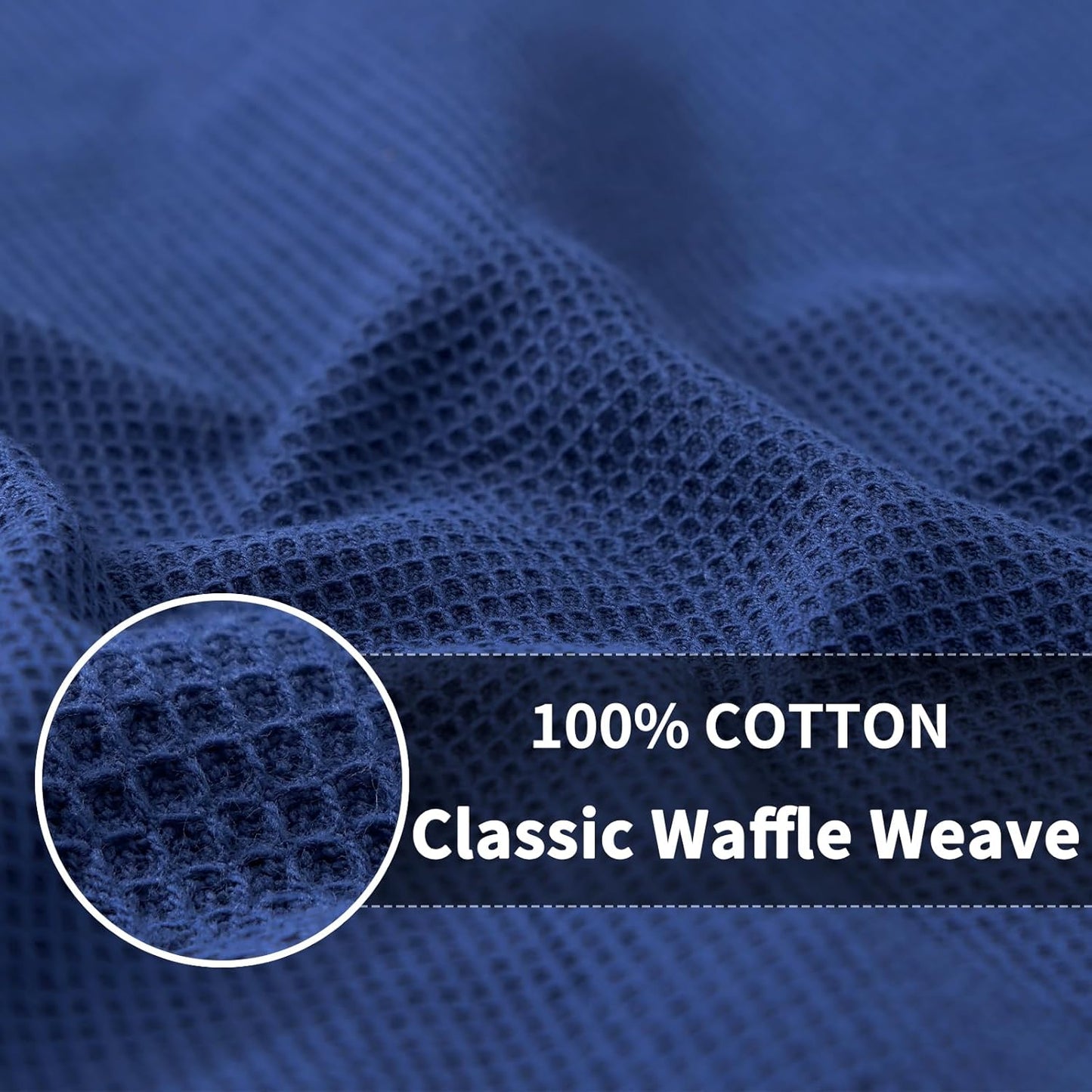 Homaxy 100% Cotton Waffle Weave Kitchen Towels - 6 Pack Soft and Absorbent Dish Towels - 16 x 26 Inches Quick Dry Hand Towels - Navy Blue