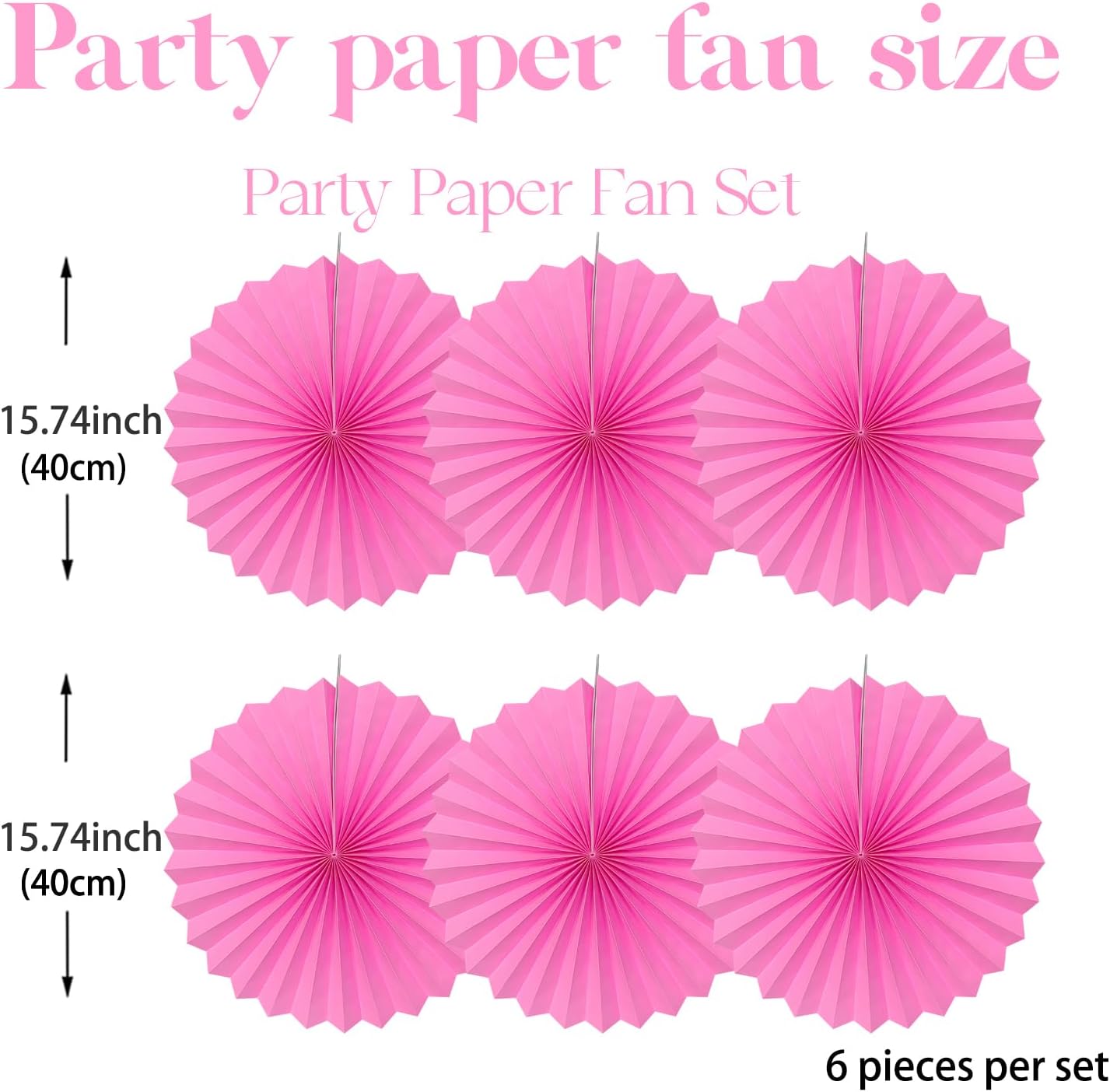 Red Hanging Paper Fans,Red Accessories Paper Decorations for Party,Valentines Day Decorations,Photo Booth Props Decor,16in Hanging Paper Fans 30 Color DIY Set （Magenta）