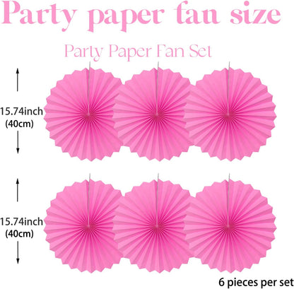 Red Hanging Paper Fans,Red Accessories Paper Decorations for Party,Valentines Day Decorations,Photo Booth Props Decor,16in Hanging Paper Fans 30 Color DIY Set （Magenta）