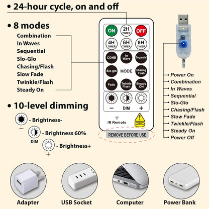 HXWEIYE 300LED Fairy Curtain Lights, 9.8x9.8Ft Warm White USB Plug in 8 Modes Christmas String Hanging Lights with Remote for Bedroom, Indoor, Outdoor, Weddings, Party