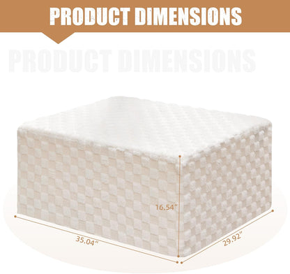 Hobestluk Rectangle Ottoman Memory Foam Footrest for Couch with Removable Cover Large Floor Seating for Adults Ottoman Coffee Table for Living Room, Bedroom or Office (Plush White, Footrest)