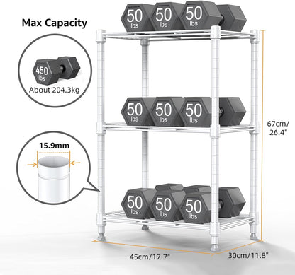 450 lbs Wire Storage Shelving 3-Tier Utility Shelving Unit Steel Organizer Wire Rack for Home,Kitchen,Office,White (11.8" D x 17.7" W x 26.4" H)