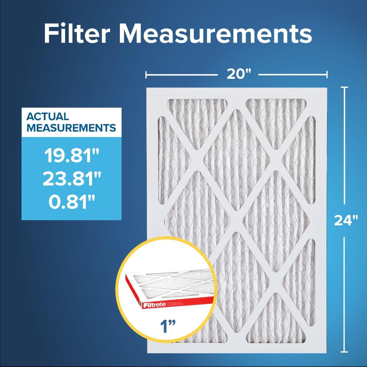 Filtrete 20x24x1 AC Furnace Air Filter, MERV 11, MPR 1000, Micro Allergen Defense, 3-Month Pleated 1-Inch Electrostatic Air Cleaning Filter, 4 Pack (Actual Size 19.81x23.81x0.81 in)