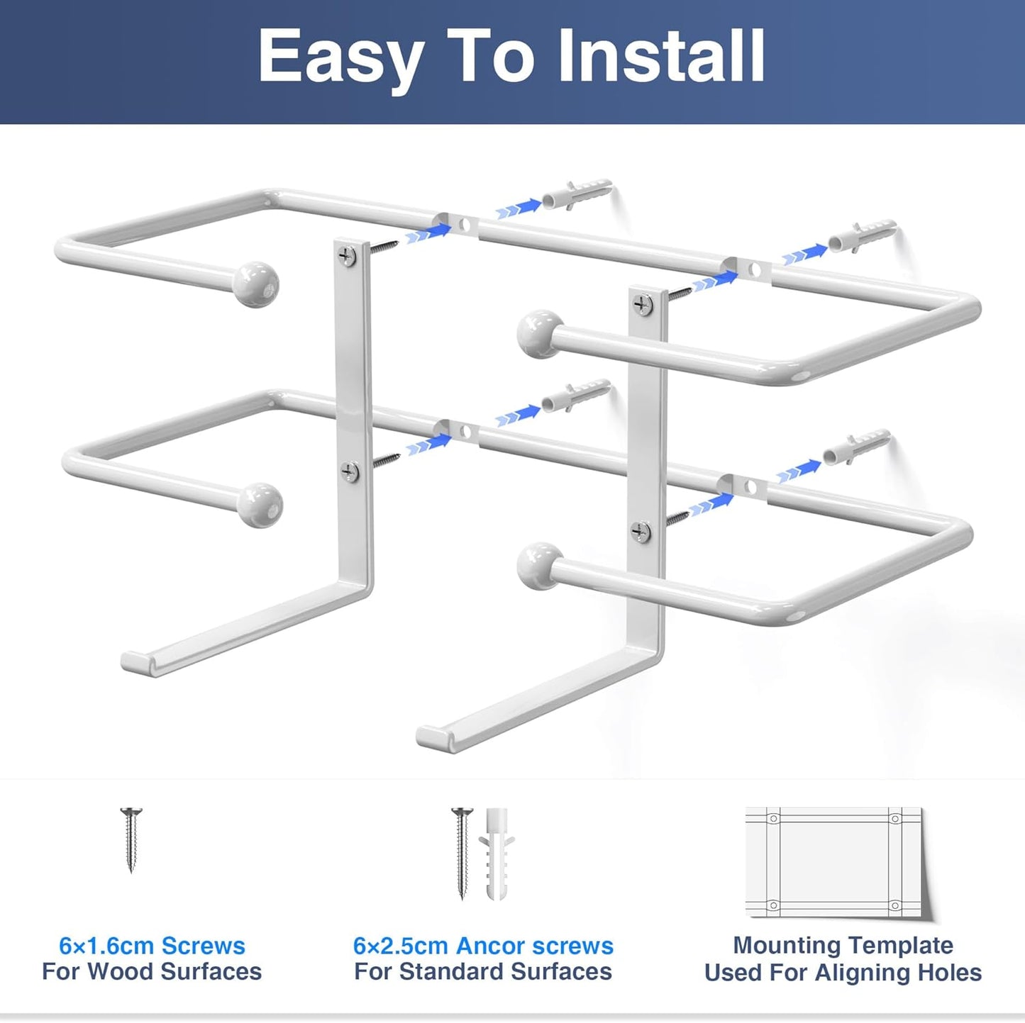 niffgaff Glove Box Dispenser Wall Mount: White Glove Holder Organizer for Disposable Glove Box & Tissue Box - Glove Organizer on Wall in Lab, Kitchen, Bathroom, Garage
