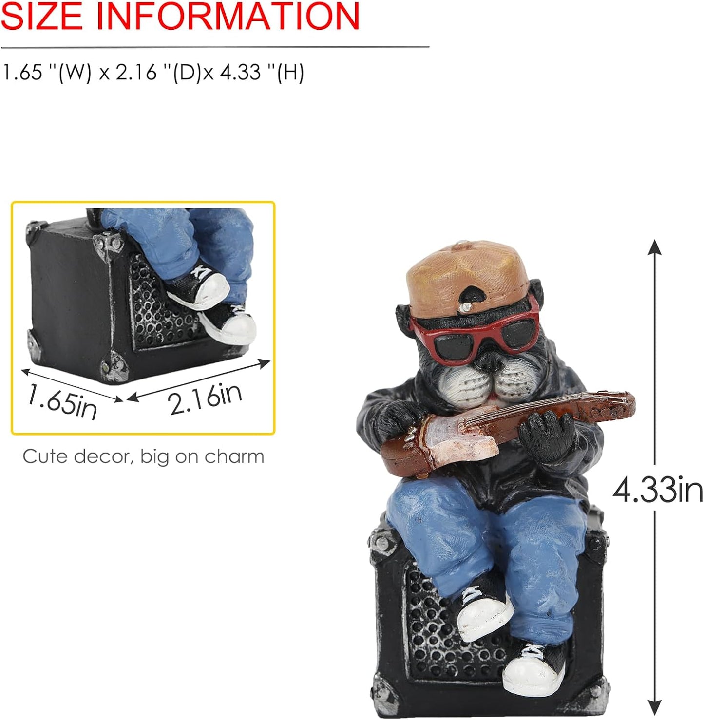 Solar Dog Outdoor Statues Figurine for Garden Decorations, Whimsical Outside Decor with Guitar Clearance for Patio Balcony Yard Lawn Ornament,Unique Garden Birthday Gifts Statues for Mom Women