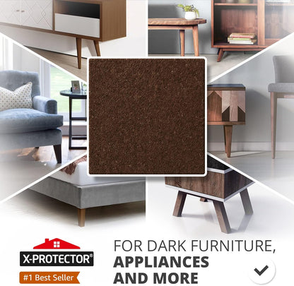 24 Heavy-Duty Felt Furniture Pads 1” 1/4” Thick X-Protector! Square Felt Pads for Furniture Feet - The Best Felt Floor Protectors for Furniture to Prevent Scratches. Protect Your Hard Floor! (Brown)