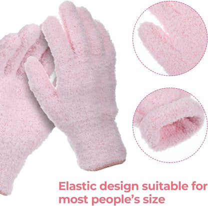 Grevosea 3 Pairs Microfiber Gloves Household Cleaning Glove Plant Dusting Glove Washable Reusable Mittens Gloves for Plants House Cars Blinds Dusting Furniture and Small Objects (3 Colors)