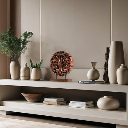 Decozen Solid Wood Tree of Life Sculpture - Home Decor, Living Room, Boho, Shelf, Coffee Table, Centerpiece Table Decorations, Mantle, Dining Table Centerpiece, Bathroom Shelf, Entryway, Farmhouse