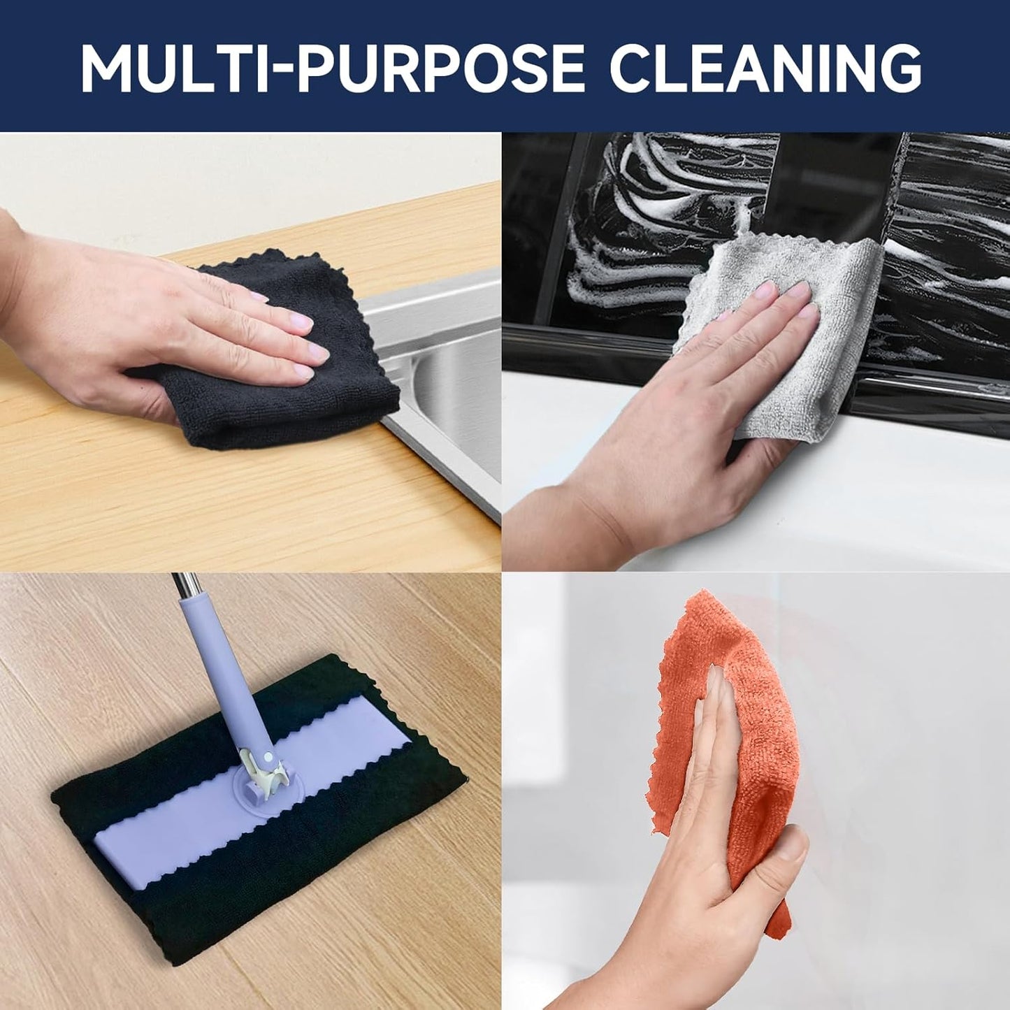 20Pack Microfiber Cleaning Cloth in Bag,Multi-Purpose Reusable Cleaning Wipes Rags,Lint Free,Scratch & Streak-Free Cloth for Car,Small Microfiber Towels for House Wash,12" x 12" (LightGrey)