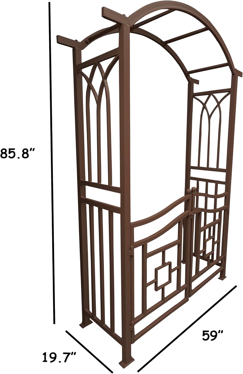 Brown Aluminum Garden Arbor Arch with Gate