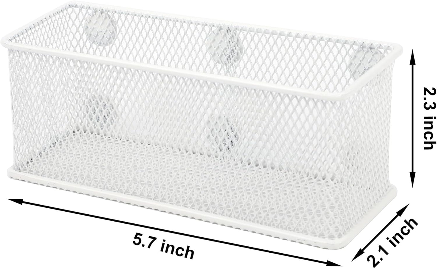 EASEPRES Magnetic Pencil Holder Set of 6 - Wire Mesh Storage Baskets Organizer with Strong Magnets - Perfect for Whiteboard, Refrigerator and Locker Accessories, White