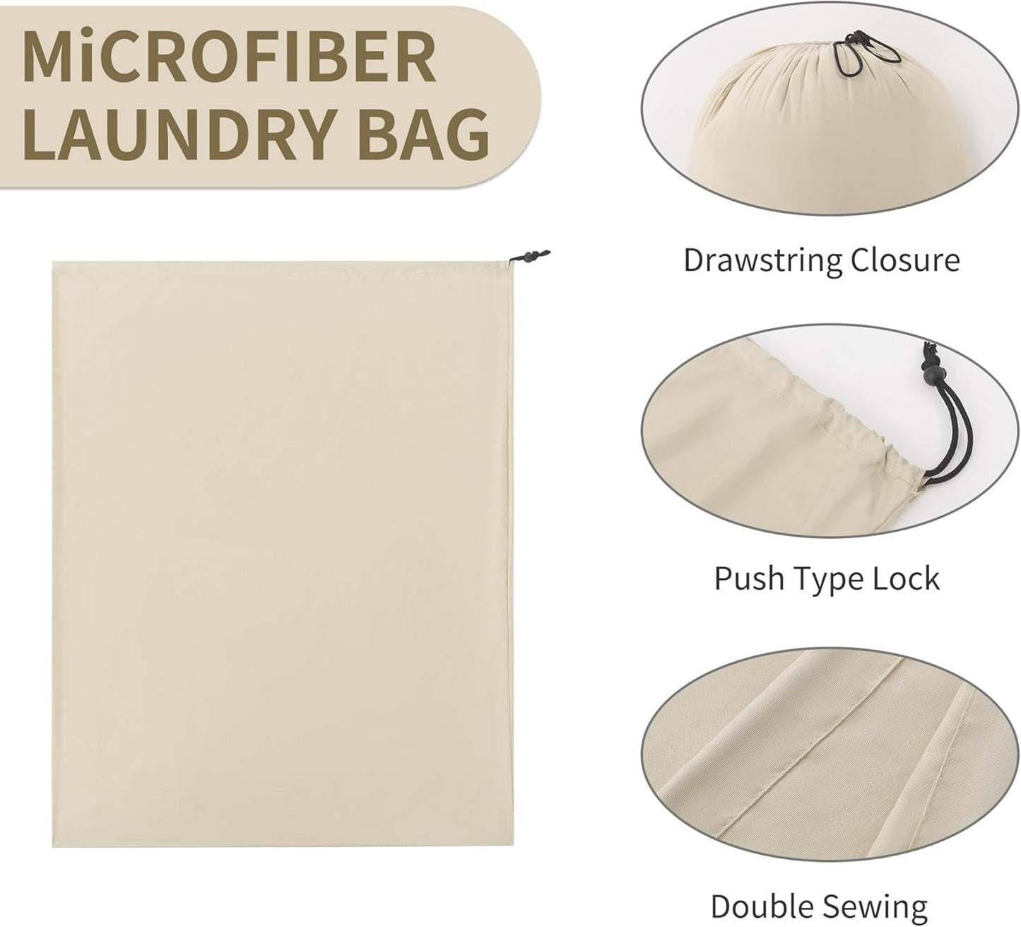 ZPECC Travel Laundry Bag 12 Pack,Bulk Extra Large Heavy Duty Bags, Durable Dirty Clothes Organizer With Drawstring, Fit a Basket or Hamper (40" X 30",Khaki)