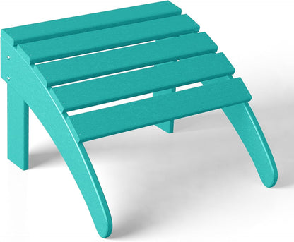 WestinTrends Outdoor Ottoman, Patio Adirondack Ottoman Foot Rest, All Weather Poly Lumber Folding Foot Stool for Adirondack Chair, Widely Used for Outside Porch Pool Lawn Backyard, Turquoise
