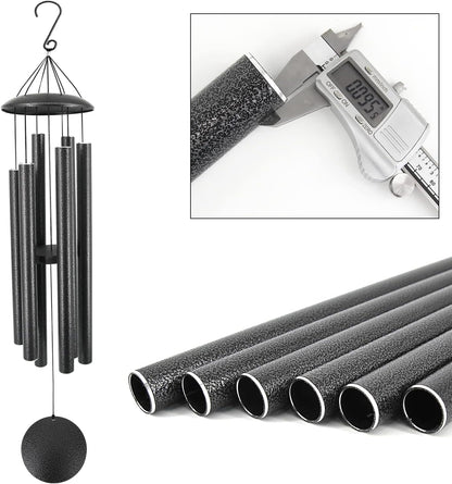 ASTARIN Wind Chimes Outdoor, 45-Inch Memorial Wind Chimes with 6 Heavy Tubes, Unique Outdoor Decor, Sympathy Gifts, Black Grey