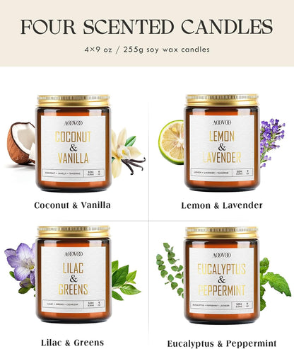 AOOVOO Eucalyptus/Vanilla/Lilac/Lavender Candles - 36 oz Scented Candles, Aromatherapy Candle, Soy Candle for Home Scented