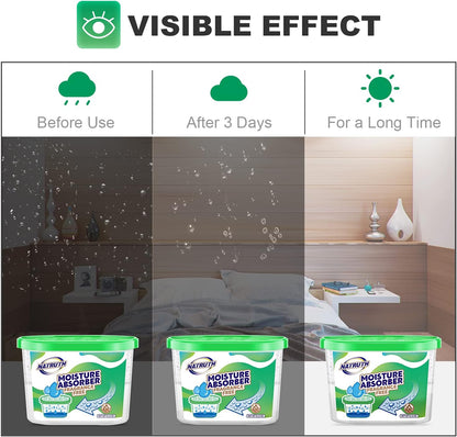 NATRUTH Moisture Absorber boxes, Unscented 500ml(6 PACKS)*10.5OZ Closet Dehumidifier, Eradicate Odor Moisture Absorbers Bucket,Dehumidifier for Closet,Bathrooms, Kitchen & Study, Boats,RVs (Green)