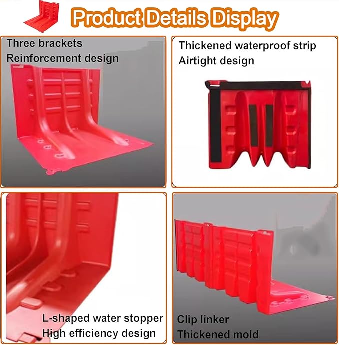 Flood Prevention Barriers,ABS Plastic Flood Barrier, 2/3/4/5/6/7/8/9/10/20/30-Pcs Flood Barrier L-Shaped Flood Barrier,for Underground Garage Warehouse Shopping(9-Pcs)