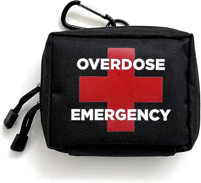 Overdose Emergency Response Kit Belt Pouch | Compact Canvas for Naloxone Kits & First Aid Supplies | Secure Zipper Closure with Carabiner | For Home, Workspaces, Fleet Vehicles - 5"x4.5"x2"