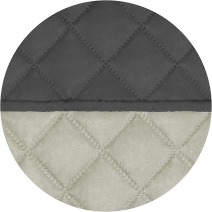 PureFit Reversible Quilted Sofa Cover, Water Resistant Slipcover Furniture Protector, Washable Couch Cover with Non Slip and Elastic Straps for Kids, Dogs, Pets (Oversized Loveseat, Dark Gray/Beige)