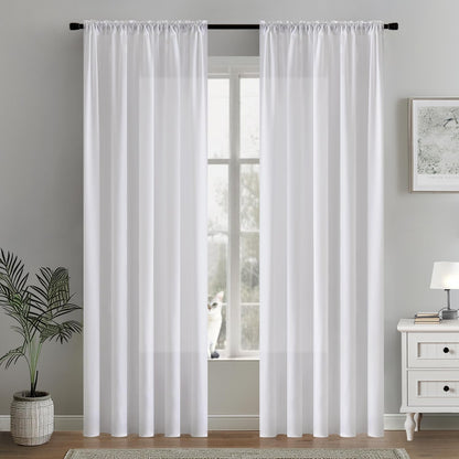 MIULEE White Privacy Sheer Curtains That Let Light in 72 Inches Long Non-See-Through Semi Sheer Curtains Light Filtering Window Curtain Drapes for Living Room Bedroom 2 Panels Set 42 X 72
