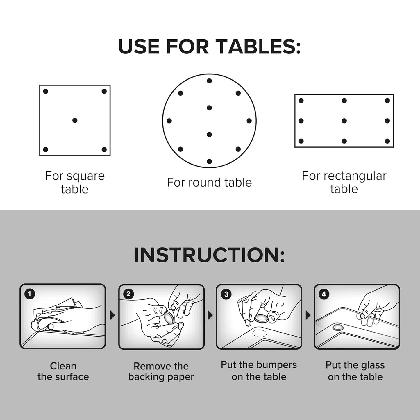 X-Protector Glass Table Top Bumpers - 20 PCS 1.2"- Self-Adhesive Glass Table Top Anti Slip Pads - Clear Rubber Glass Table Top Grippers - Glass Table Protector to Keep Glass Table Top from Sliding!