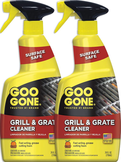 Goo Gone Grill and Grate Cleaner Spray (2 Pack) Cleans and Degreases BBQ Cooking Grates and Racks, Pellet and Electric Smokers- 24 Ounce