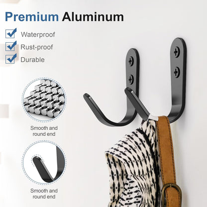 10PCS Hooks - Wall Mount Coat Hooks with 20 Screws for Hanging Coats, Towels, Backpacks, Hats, Dog Leashes, Coffee Mugs