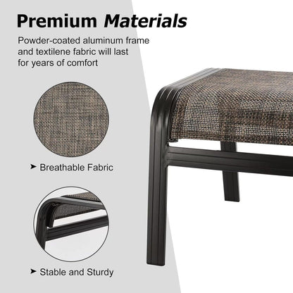 Patio Footstools Outdoor Foot Rest Aluminum Ottomans Samll Seat Wicker Furniture Patio Ottoman 2 Pieces Brown