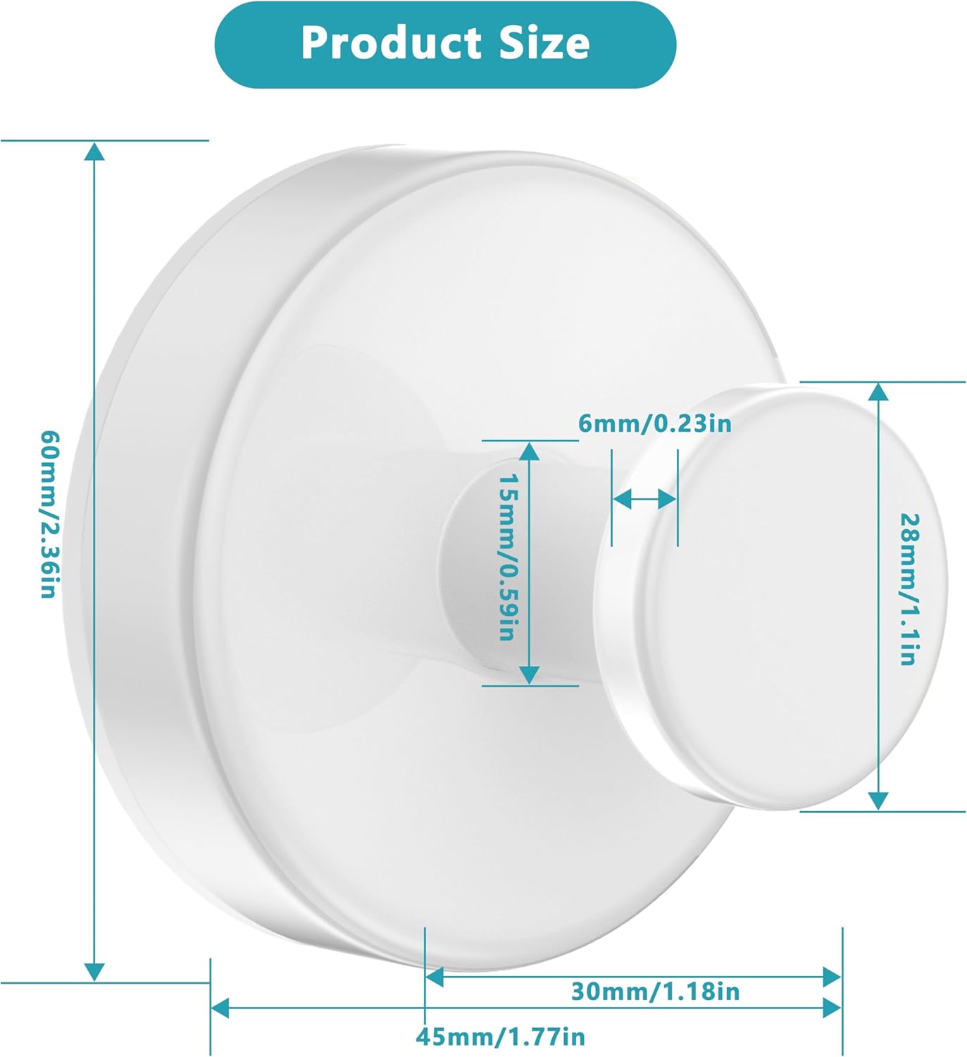 Suction Cup Hooks for Shower,Removable No Drill Towel Hooks,Upgraded 15 lbs Strong Suction hooks for Bathroom Tile,Shower Wall,Glass Door,Kitchen-Loofah,Coat,Stainless Waterproof-White 4 Pcs