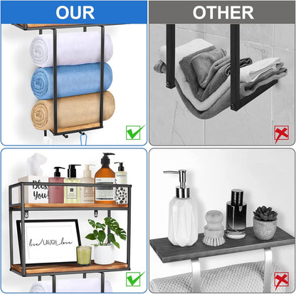 Towel Rack Wall Mounted - Space-Saving Design for Small Bathrooms - Versatile Organizer for Towels, Blankets, and More - Ideal for RVs and Hotels