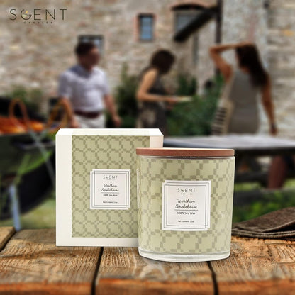 | Highly Scented Candles - Aromatherapy Candles for Home | Wortham Smokehouse Candle | 12oz Glass Jar | 100% Natural Soy Wax Candles | Burn Time 60-70 Hours