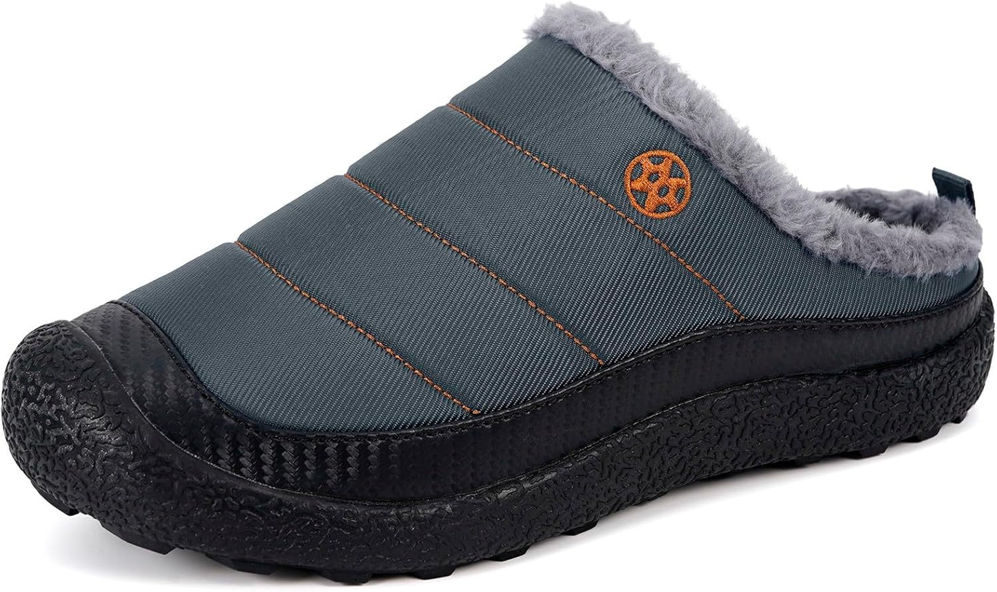 Womens Mens House Slippers Slip on Snow Winter Warm Fully Fur Lined Slippers Indoor Outdoor Shoes