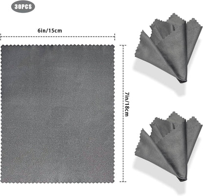 Microfiber Cleaning Cloths (30 Pack), 6x7 Inch – Soft Lens & Glasses Cleaning Cloth for Eyeglasses, Camera Lenses, Screens, and All Delicate Surfaces