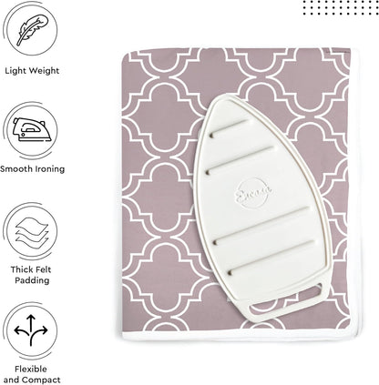 Encasa Homes Ironing Mat/Pad (Large 48"x28") with 3mm Padding & Silicone Iron Rest for Steam Pressing on Tabletop or Bed - Heat Resistant, Portable, Quilting & Travel Blanket - Mauve Tiles