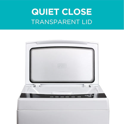 BLACK+DECKER 3.0 Cu. Ft. Portable Washer, 26.5 lb. Capacity Washing Machine, 6 Cycles, Quick Connect Sink Adapter and Drain Hose Included, Transparent Lid & LED Display, BPW30MW, White