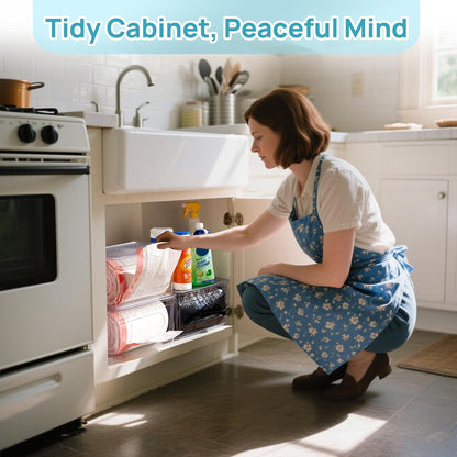 Vtopmart 2 Pack Trash Bag Holder, Stackable Garbage Bag Dispenser for 13/30/33 Gallon Bags, Clear Organizer Bins for Under Kitchen Sink, Laundry Room Organization and Storage