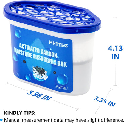 Moisture Absorbers Boxes with Activated Charcoal 4 Pack 245g Dehumidifiers for Closet Bathroom Basement Bedroom Disposable Desiccant for Car Moisture Absorbers for Home