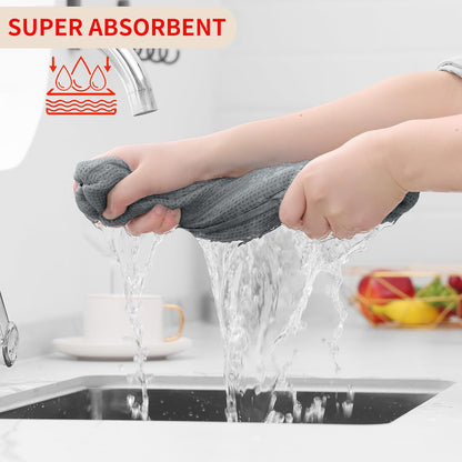 Homaxy 100% Cotton Waffle Weave Kitchen Dish Towels, Ultra Soft Absorbent Quick Drying Cleaning Towel, 13 x 28 Inches, 12-Pack, Grey